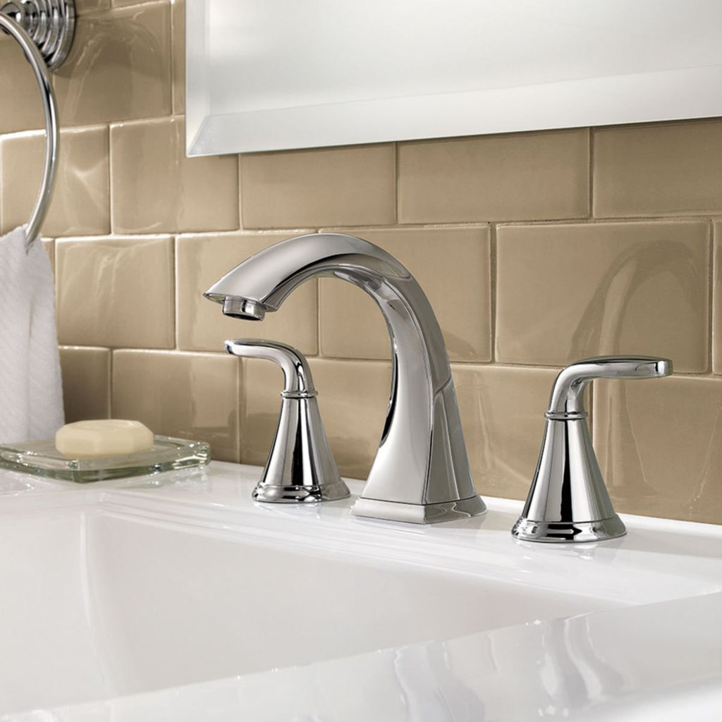 Pfister Pasadena 8 inch Widespread 3 Hole Bathroom Sink Faucet with 2 Handles, Brushed Nickel Finish, Push & Seal Drain, Water-Efficient WaterSense Certified LF049PDKK