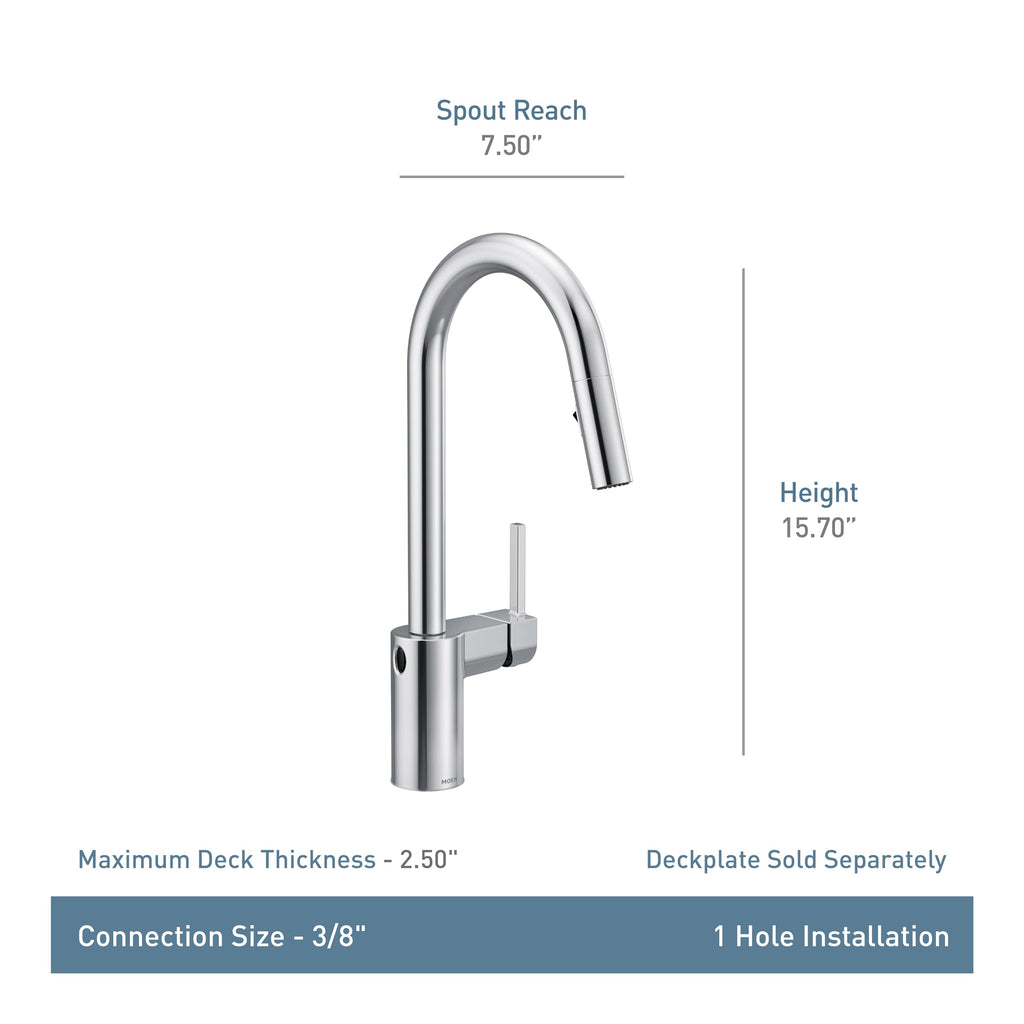 Moen Align Spot Resist Stainless Pulldown Kitchen Faucet, Single Hole, Modern Spring Style with Pre-Rinse and Power Boost Pull Down Sprayer, Easy Installation, 5923SRS