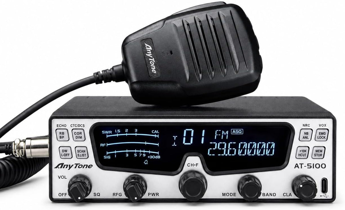 AnyTone AT-5100 10 Meter Amateur Radio, SSB/CW/AM/FM Mobile Transceiver
