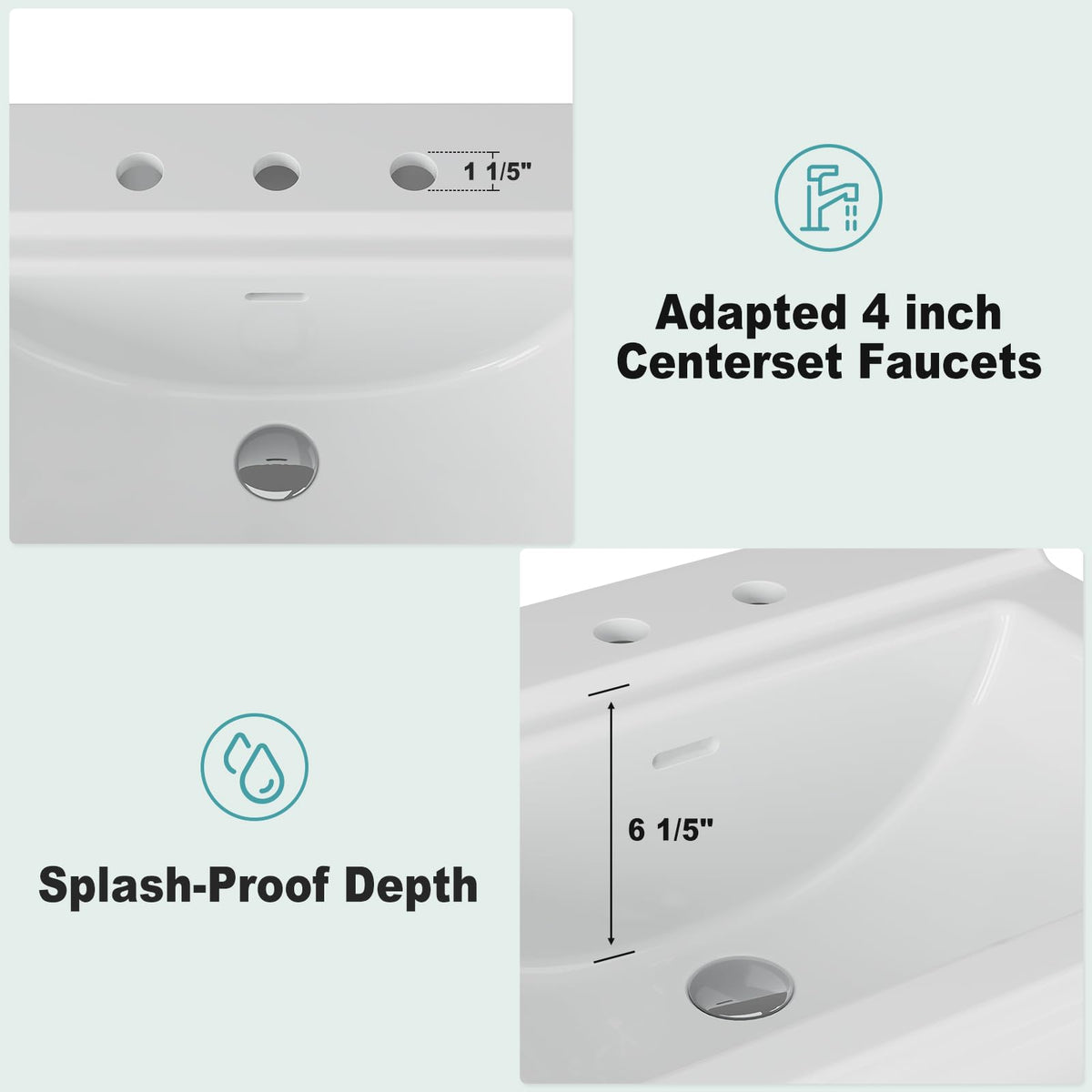 Garvee 20" W X 17" D W Bathroom Pedestal Sink, Pedestal Sink Combo