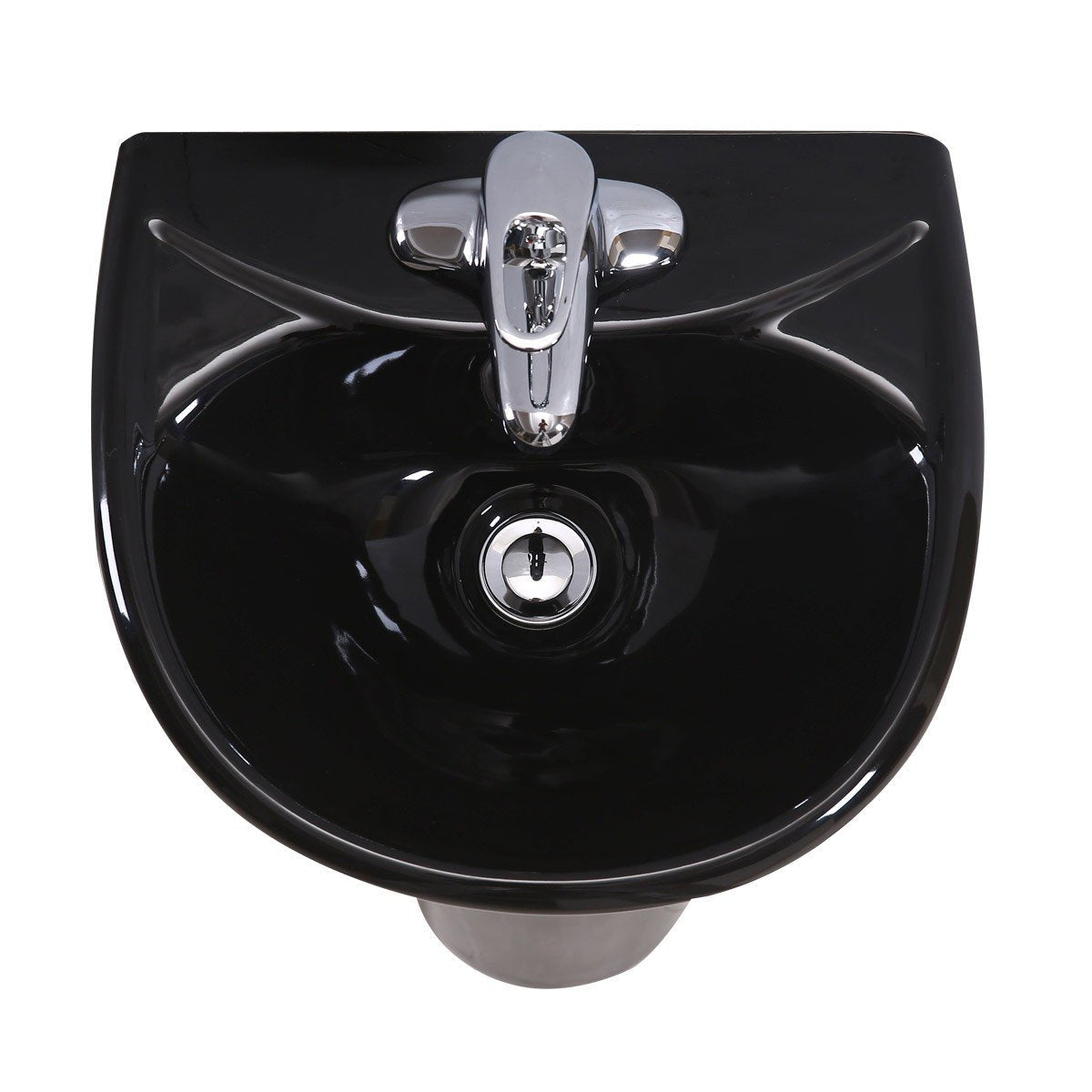 Renovators Supply Manufacturing Ondine Space Saving 16" W x 33" H x 14.5" Proj. Small Bathroom Pedestal Sink, Vitreous China, with Overflow, Compatible with 4 in. Centerset Faucets