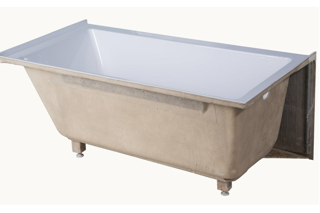 Fine Fixtures Acrylic, Fiberglass Alcove Soaking Bathtub with Integral Apron Front in Glossy White - Right Hand Drain, 72" x 32"