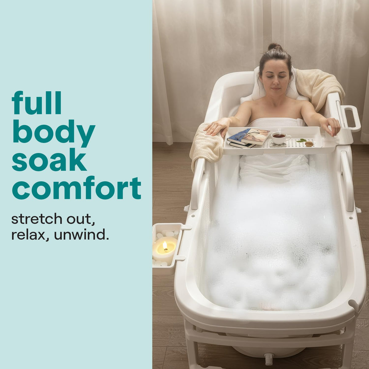 Serenelife 59" Portable Bathtub for Adults â Large Foldable Ice Bath Tub for Cold Plunge & Hot Spa, Freestanding Soaking Tub for Indoor/Outdoor, Athlete Recovery & Family Use, 440lbs Capacity