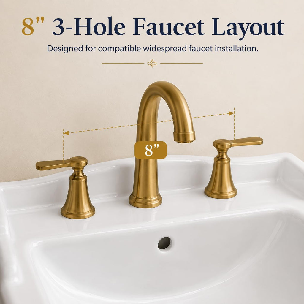 Garvee White Ceramic Pedestal Bathroom Sink, Single Hole Freestanding Basin