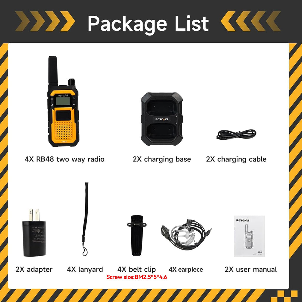 Retevis RB48 Military-Standard & IP67 Waterproof Walkie Talkies Long Range