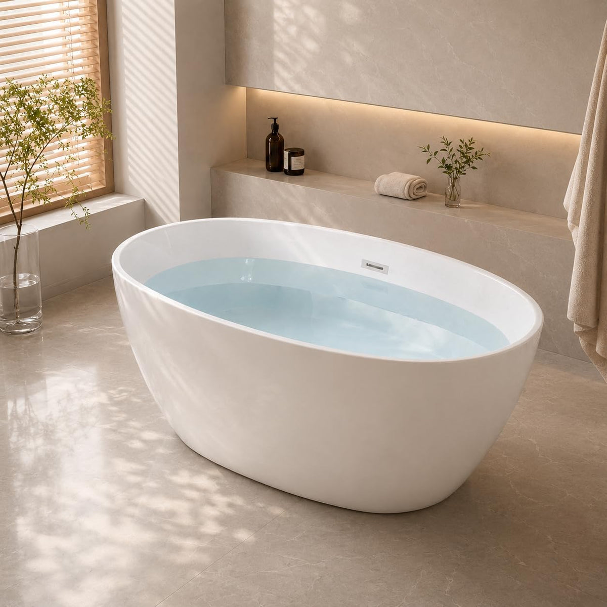 WOODBRIDGE 55" Acrylic Freestanding Soaking Bathtub, White, B5903-C