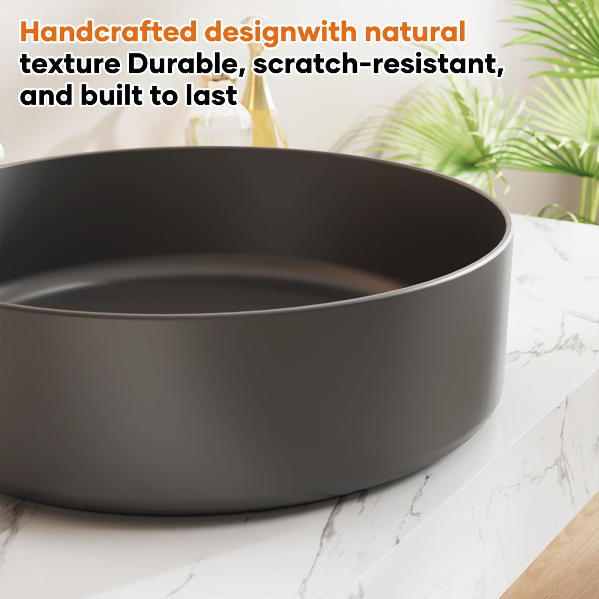 Ceramic Vessel Sink, Retro Round, 16.9" with Overflow