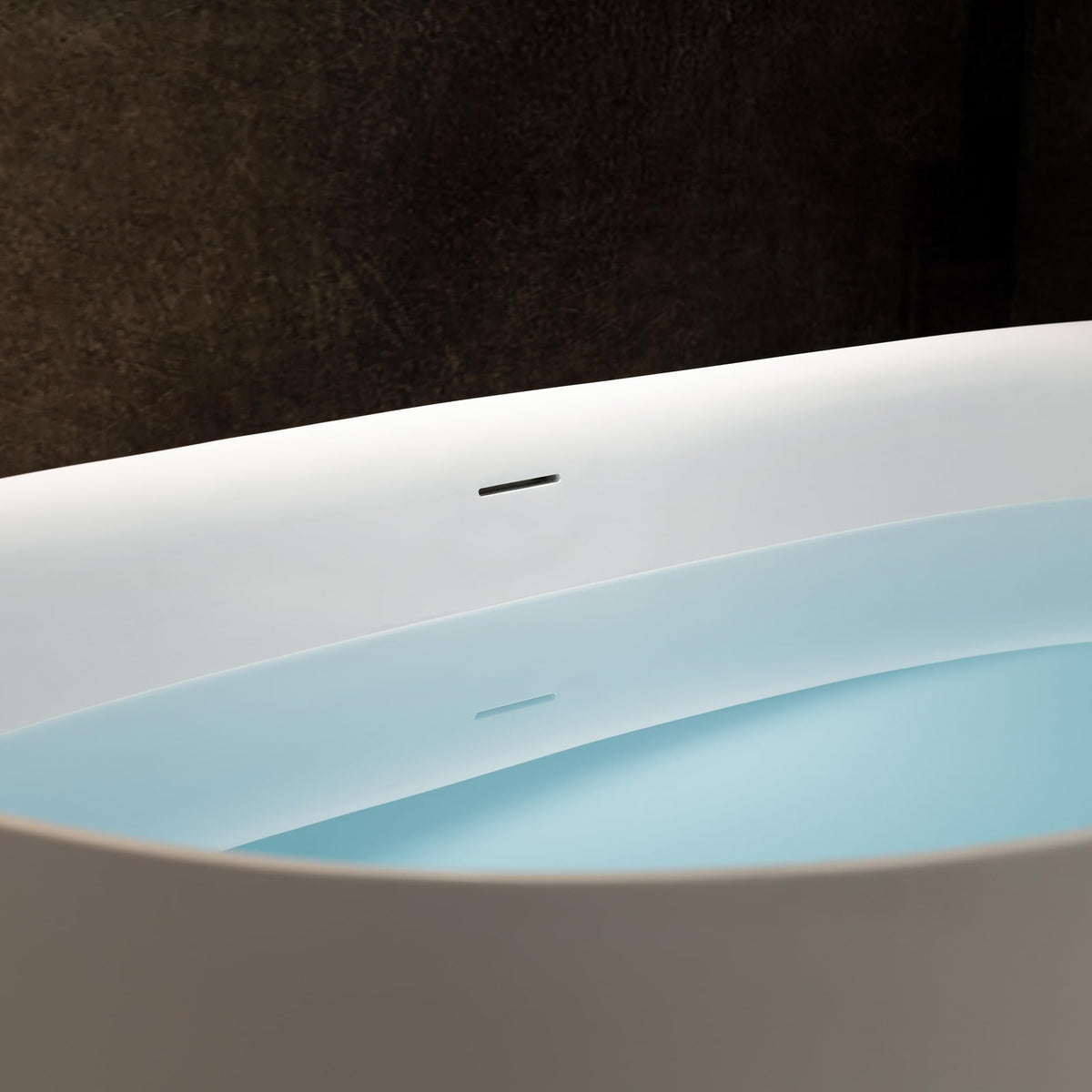 WOODBRIDGE 55 in. x 31.5 in. Stone Resin Luxury Contemporary Solid Surface Freestanding Bathtub in Matte White