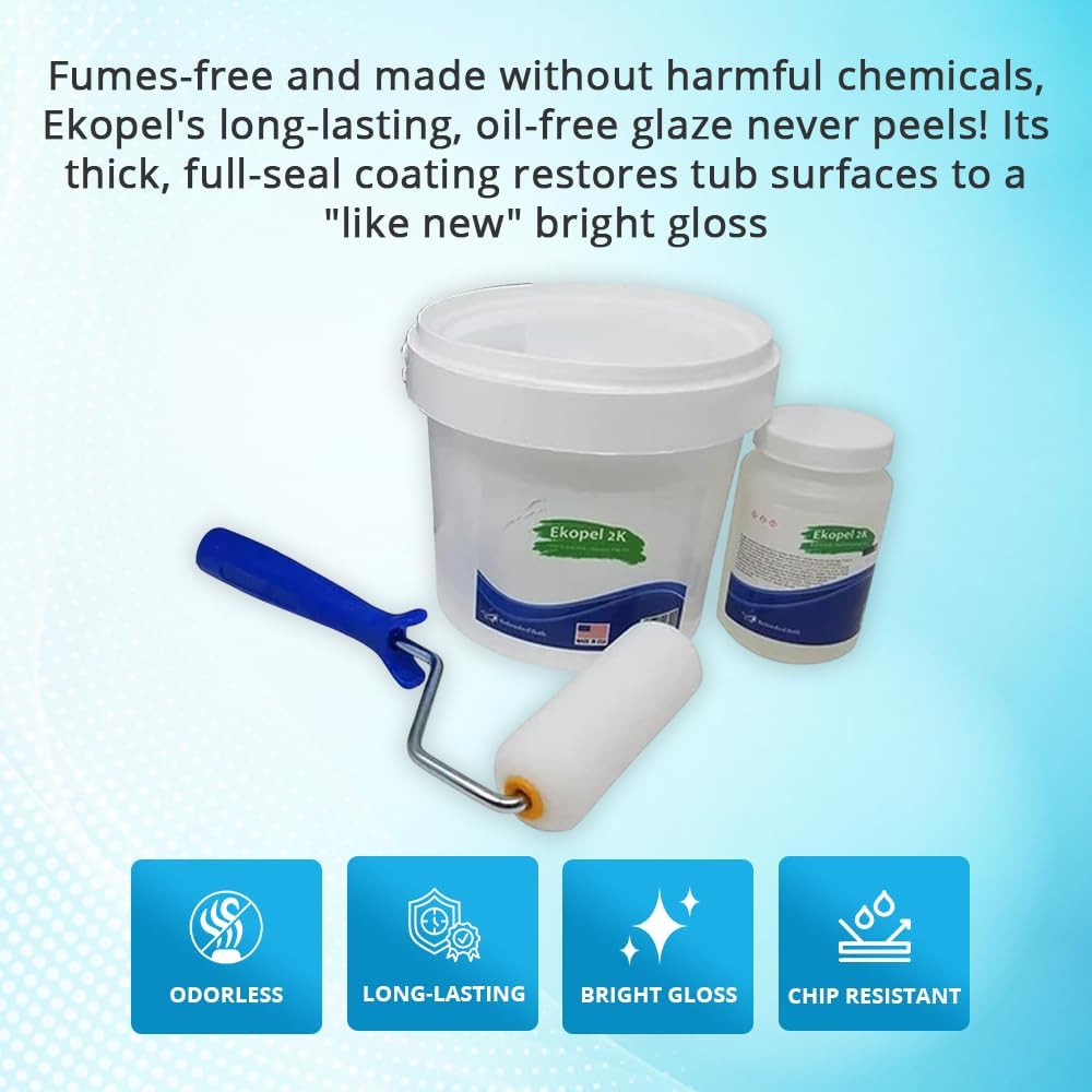 Ekopel 2K Bathtub Refinishing Kit - Pour On Bathtub Recasting Kit