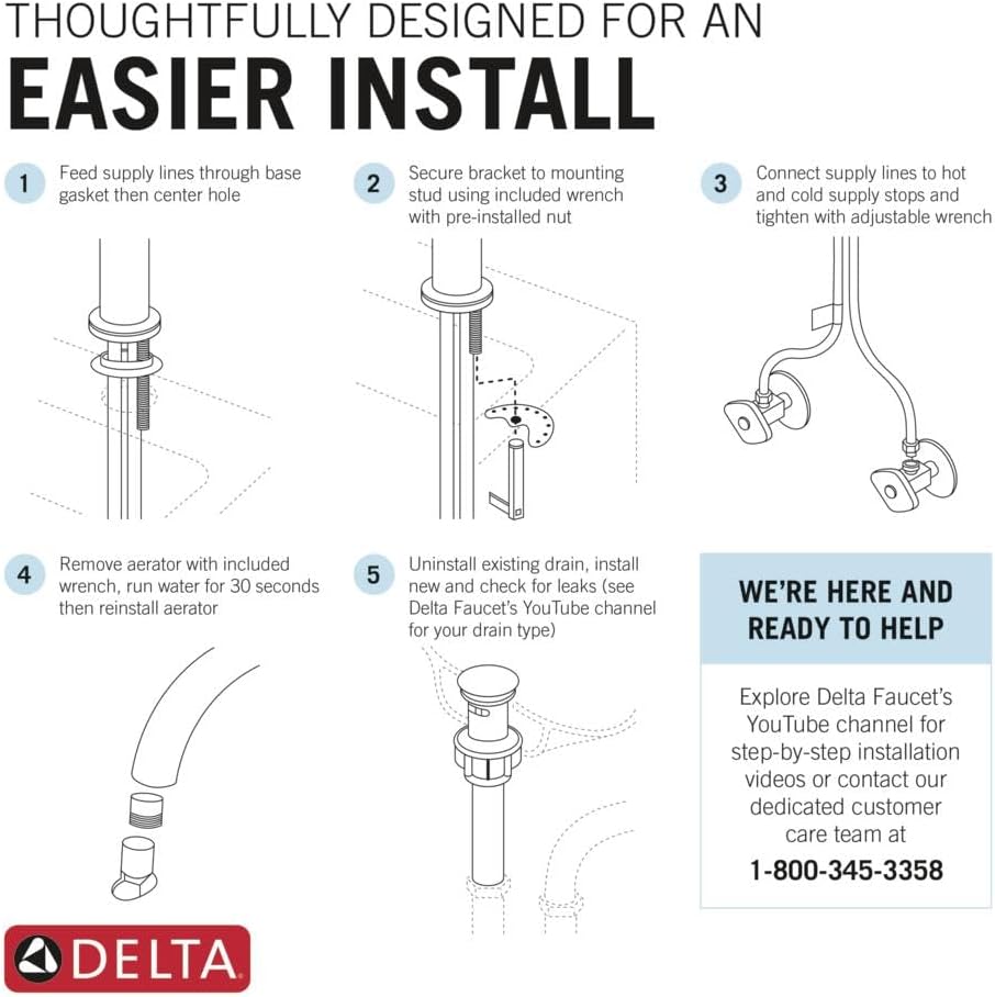 Delta Nicoli Brushed Gold Bathroom Faucet 1 Hole, Single Hole Bathroom Sink Faucet for Vanity, Push-Pop Drain Assembly, Champagne Bronze 15849LF-CZ