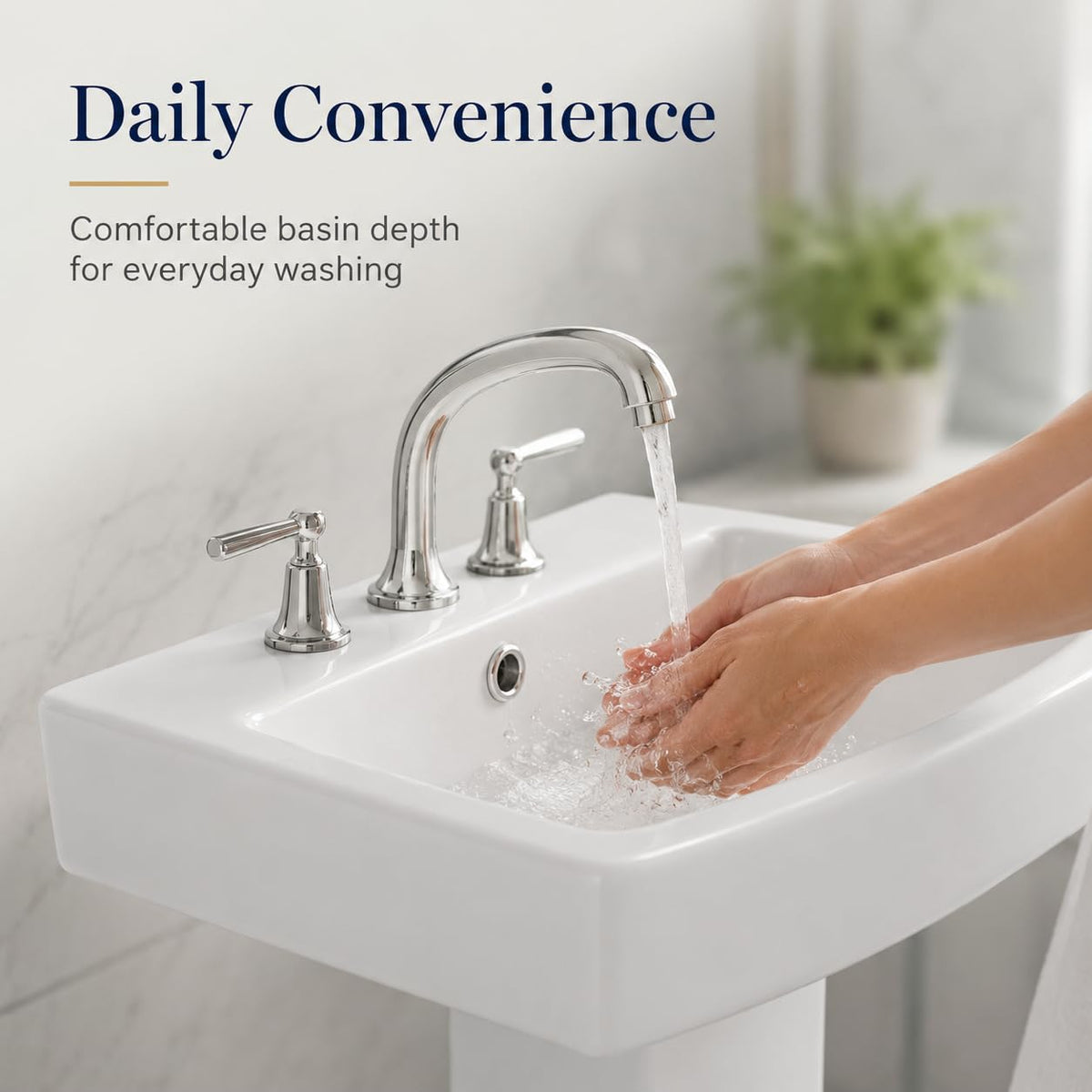 Garvee White Ceramic Pedestal Bathroom Sink, Single Hole Freestanding Basin