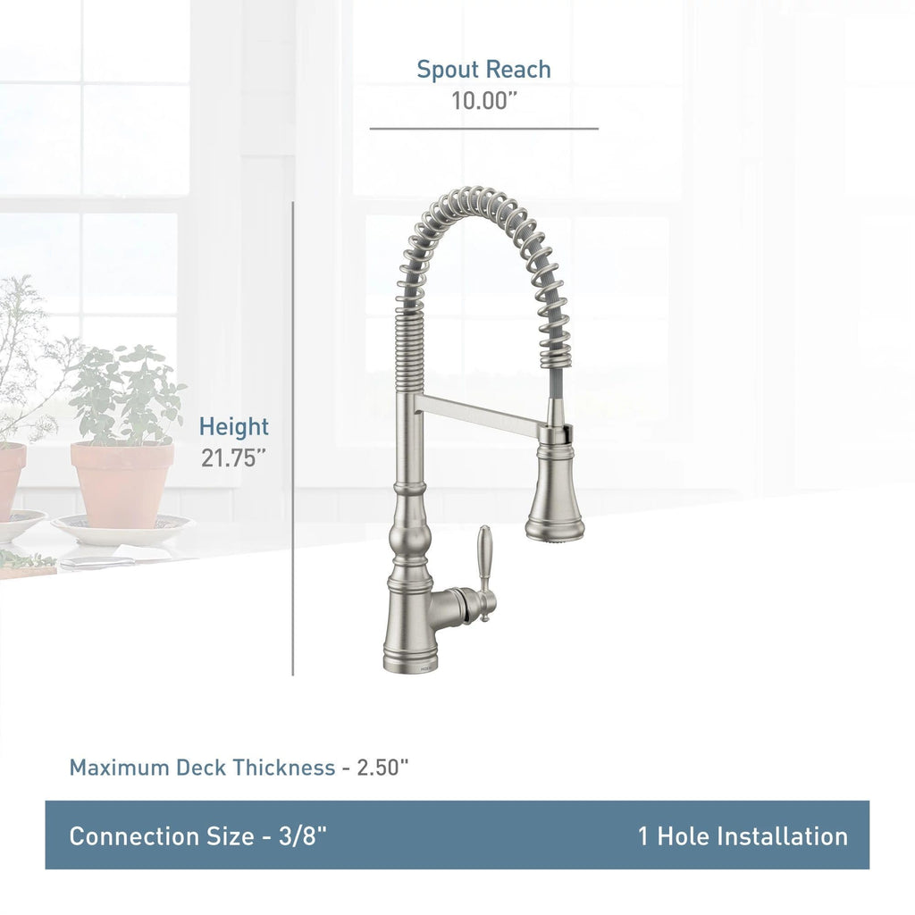 Moen Weymouth Oil Rubbed Bronze Motionsense Wave Touchless Kitchen Faucet, Traditional Spring Kitchen Sink Faucet with Pulldown Sprayer and Hands-Free Sensor, S73104EWORB