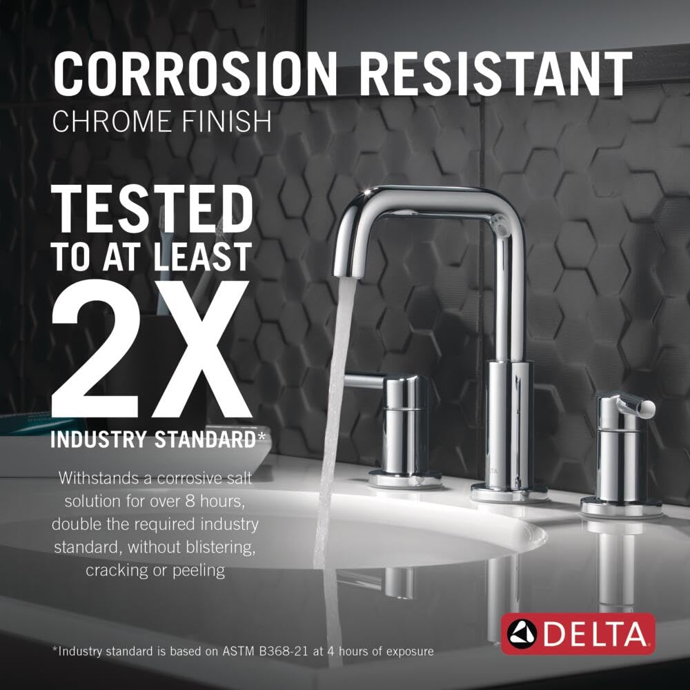Delta Nicoli Brushed Gold Faucet 3 Hole, 8 Inch Widespread Bathroom Sink Faucet for Vanity, Push-Pop Drain Assembly, Champagne Bronze 35849LF-CZ