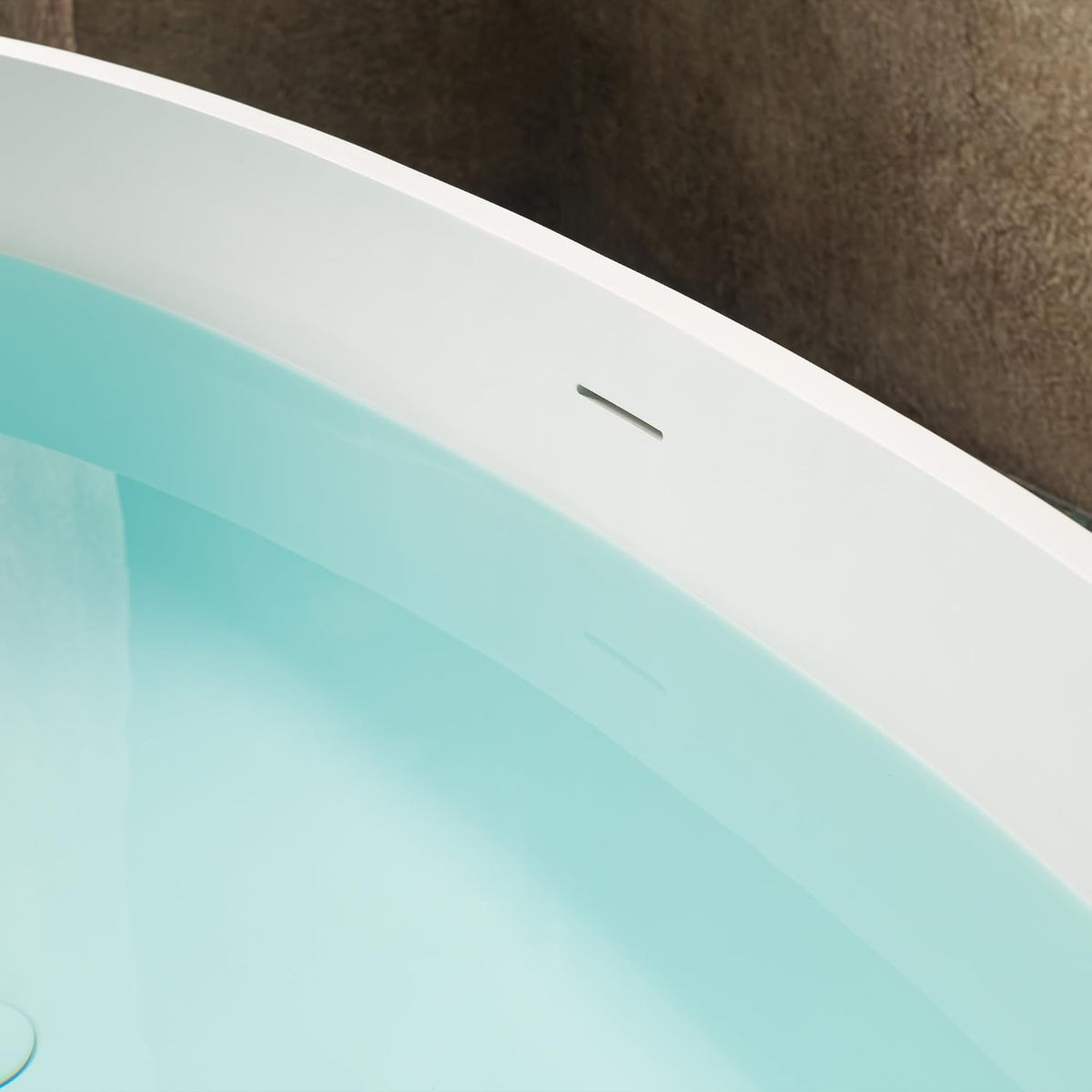WOODBRIDGE 59" Stone Resin Freestanding Soaking Tub, Modern Oval Solid Surface Bathtub with Integrated Slotted Overflow & Drain, Matte White, B0055