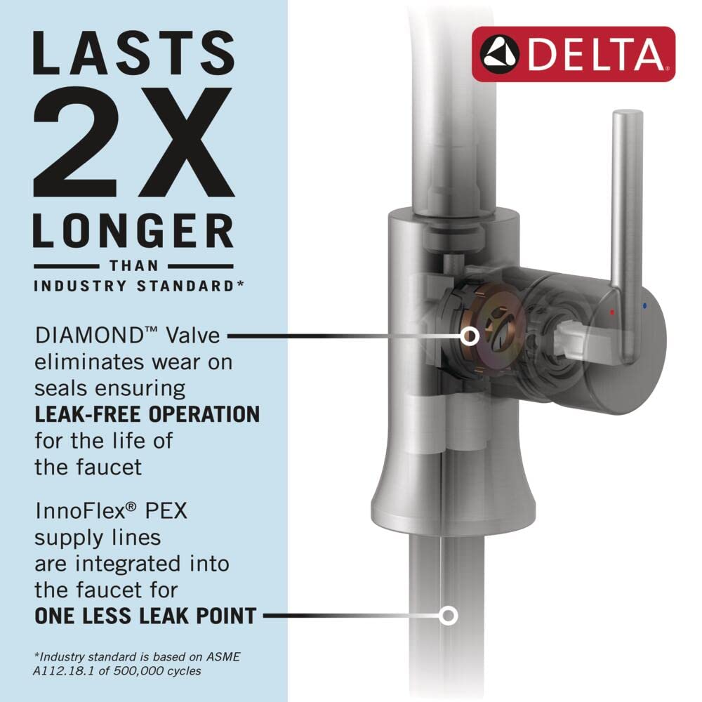 Delta Woodhurst Oil Rubbed Bronze Bathroom Faucet 1 Hole, Single Hole Bathroom Sink Faucet for Vanity, Metal Push-Pop Drain Assembly, Venetian Bronze 532-RBMPU-DST