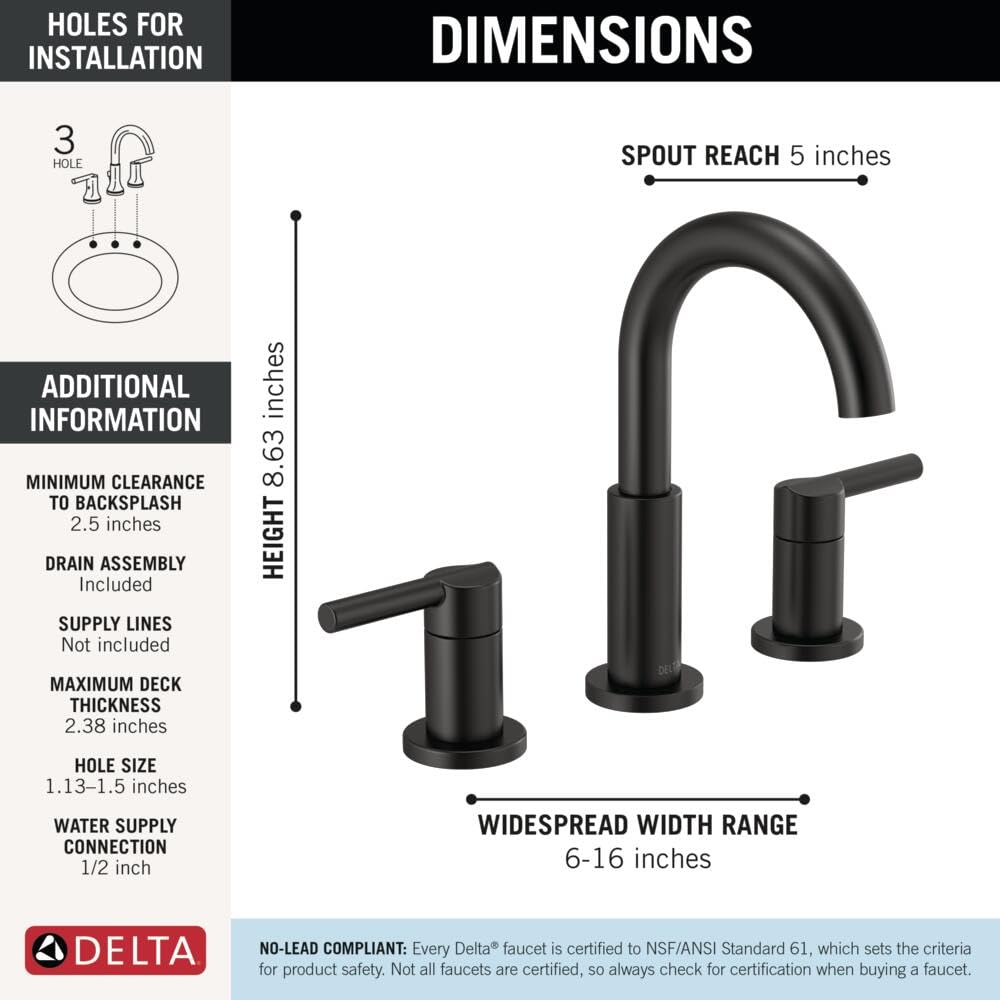 Delta Nicoli Brushed Gold Faucet 3 Hole, 8 Inch Widespread Bathroom Sink Faucet for Vanity, Push-Pop Drain Assembly, Champagne Bronze 35749LF-CZ