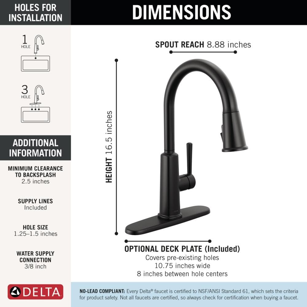 Delta Finnridge Brushed Gold Kitchen Faucet with Pull Down Sprayer, High Pressure ProClean Spray Modern Single Hole Kitchen Sink Faucet, Champagne Bronze 19730LF-CZ