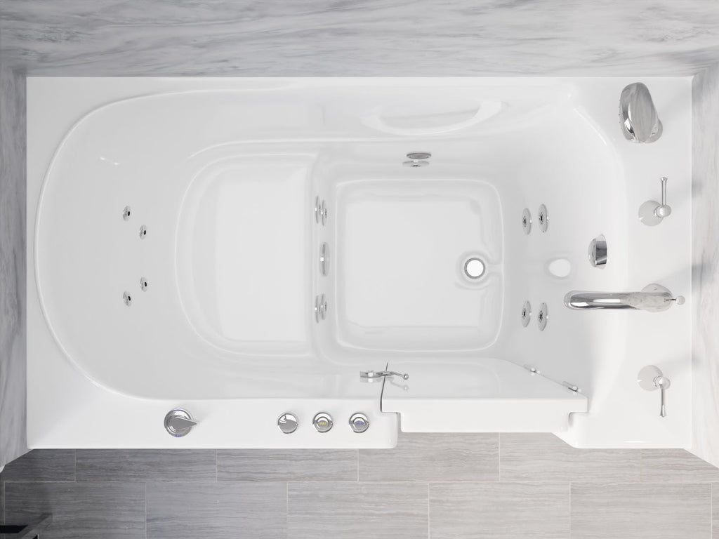 ANZZI Walk In Tub, 30 X 53 In, Left Drain, Air & Whirlpool Jets, 110v