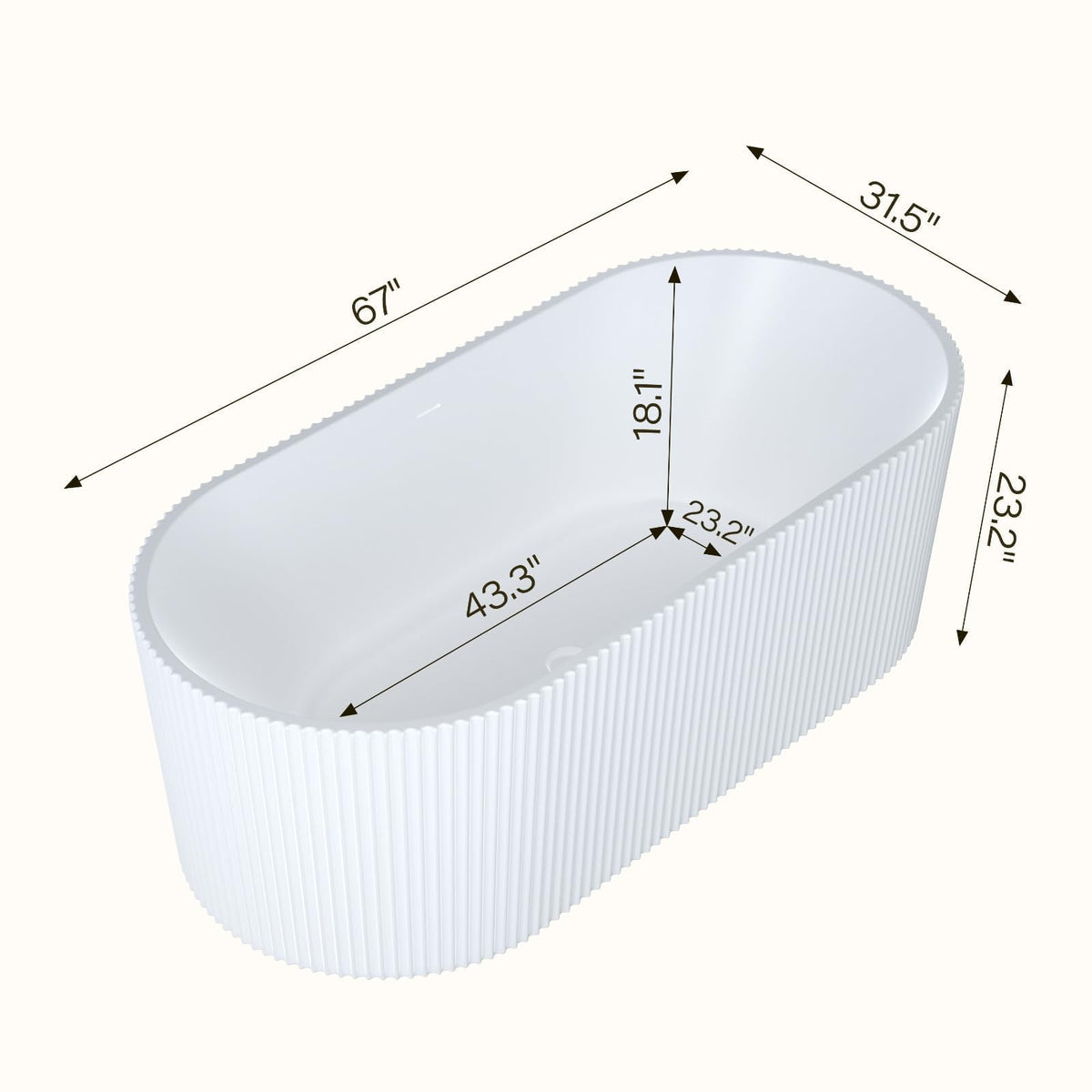 67'' Acrylic Freestanding Bathtub, Extra-Deep Soaking Free Standing Tub for Luxurious Bathing Experience, with Chrome Drain, for Main Bathroom, Black & White