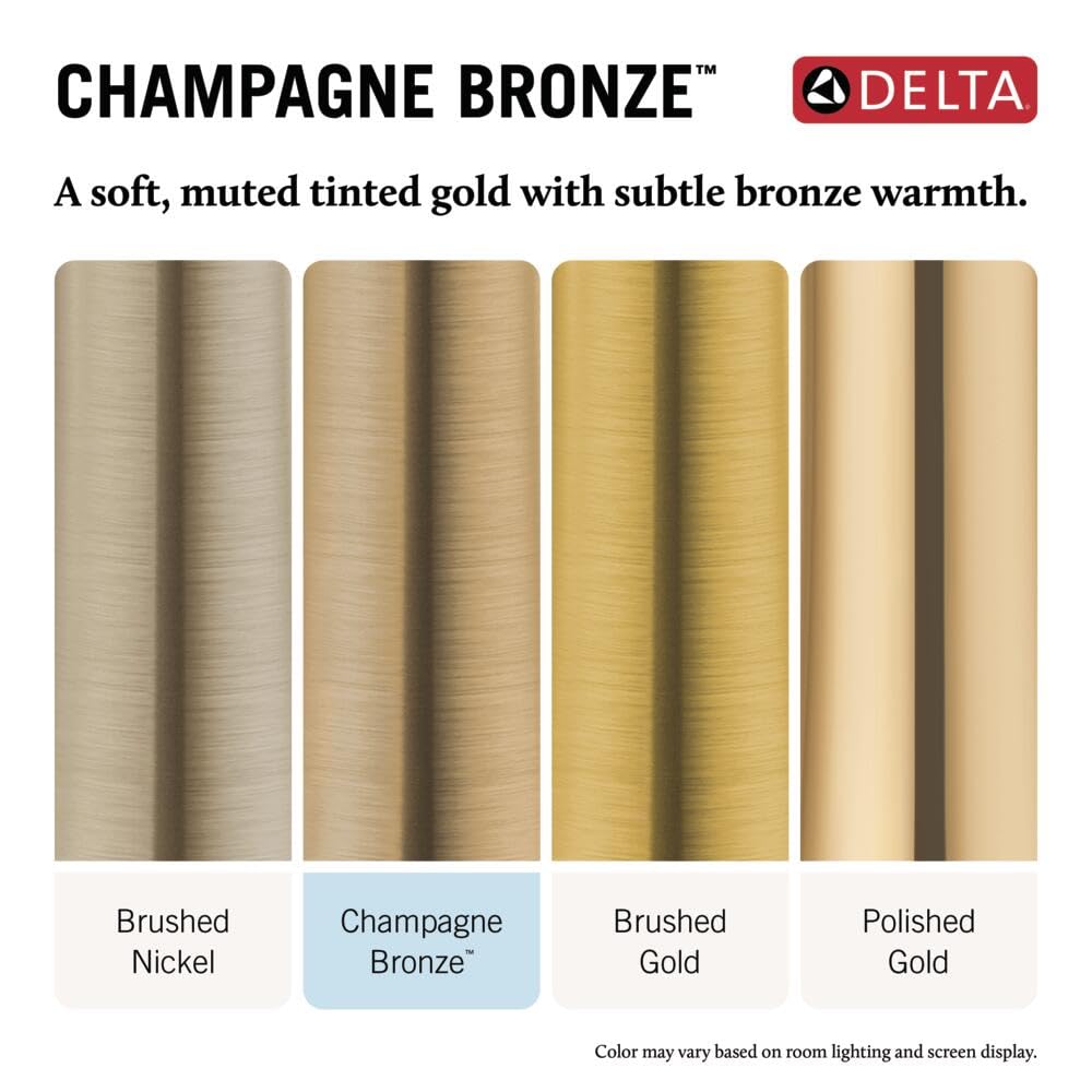Delta Nicoli Brushed Gold Bathroom Faucet 1 Hole, Single Hole Bathroom Sink Faucet for Vanity, Push-Pop Drain Assembly, Champagne Bronze 15849LF-CZ