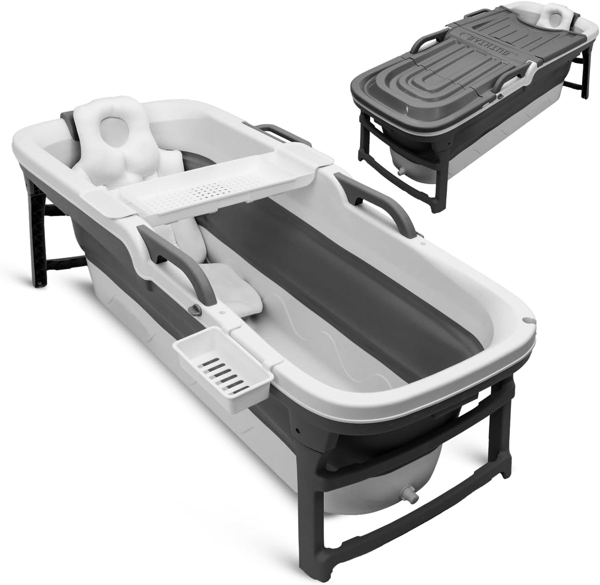 Serenelife 59" Portable Bathtub for Adults â Large Foldable Ice Bath Tub for Cold Plunge & Hot Spa, Freestanding Soaking Tub for Indoor/Outdoor, Athlete Recovery & Family Use, 440lbs Capacity