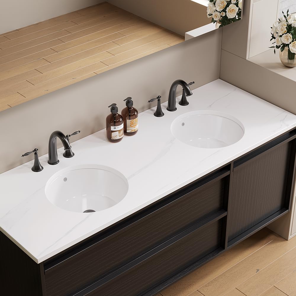 18in Undermount Bathroom Sink Rectangular, 18.1" x 13.8" Vessel Sink Rectrangle Undermount Bathroom Sink White Ceramic Lavatory Vanity Vessel Sink with Overflow