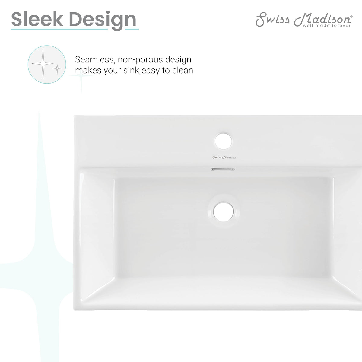 Claire 30" Rectangle Wall Mount Bathroom Sink in Glossy White
