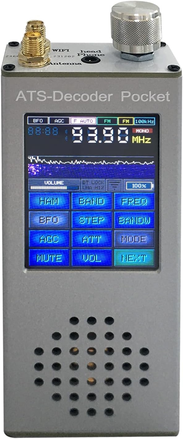ATS-Decoder SI4732 Full Band Radio Receiver Portable DSP Pocket Radio with AM FM LW MW SW SSB 2.4 Inch TFT Touchscreen Bluetooth Type-C Charging Rotary Encoder for Hobbyists and Engineers
