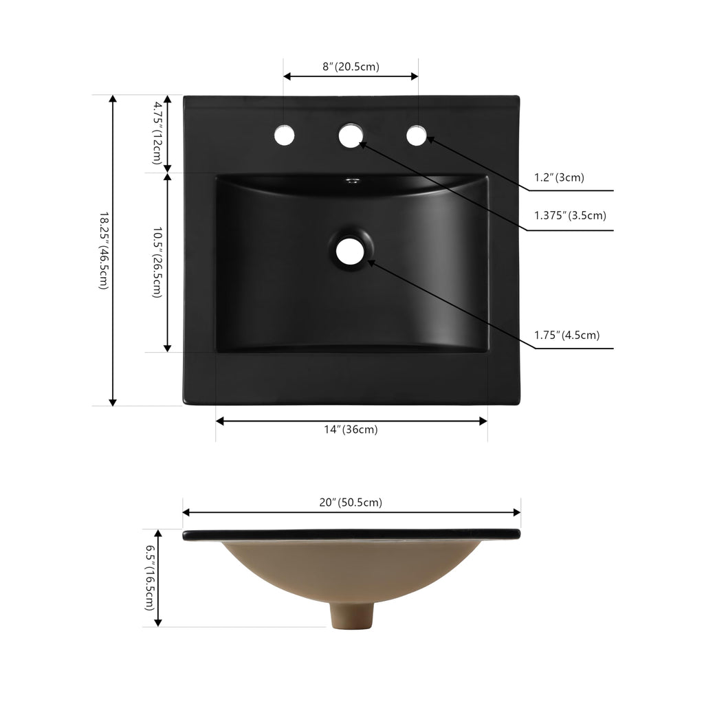 JONATHAN Y Ancillary 30" Bathroom 3-Hole Sink Top, White