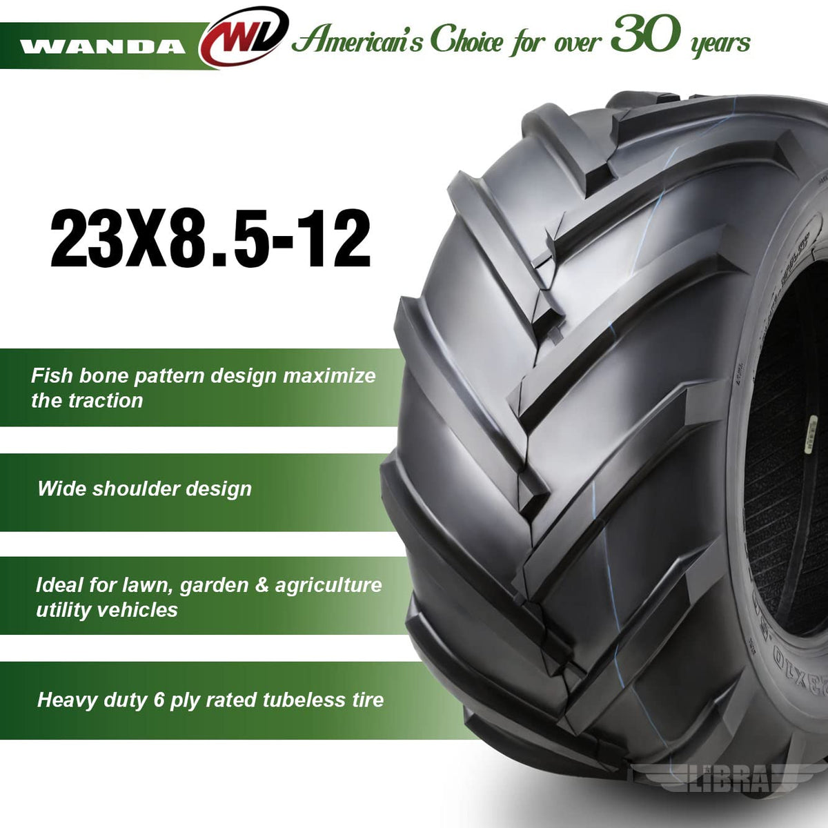 WANDA 4PC 15X6-6 & 20X10-8 Lawn Mower Tractor Tires Super Lug -13078/13071