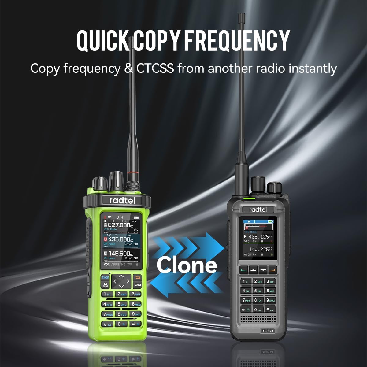 Radtel RT-950 PRO Ham Radio TX GPS/APRS, 10W Walkie Talkie Long Range Handheld Two Way Radio, AM/FM/CB/SW/MW/LW RX, Bluetooth APP Programming, NOAA, Spectrum Analyzerï¼Green (with Programming Cable)
