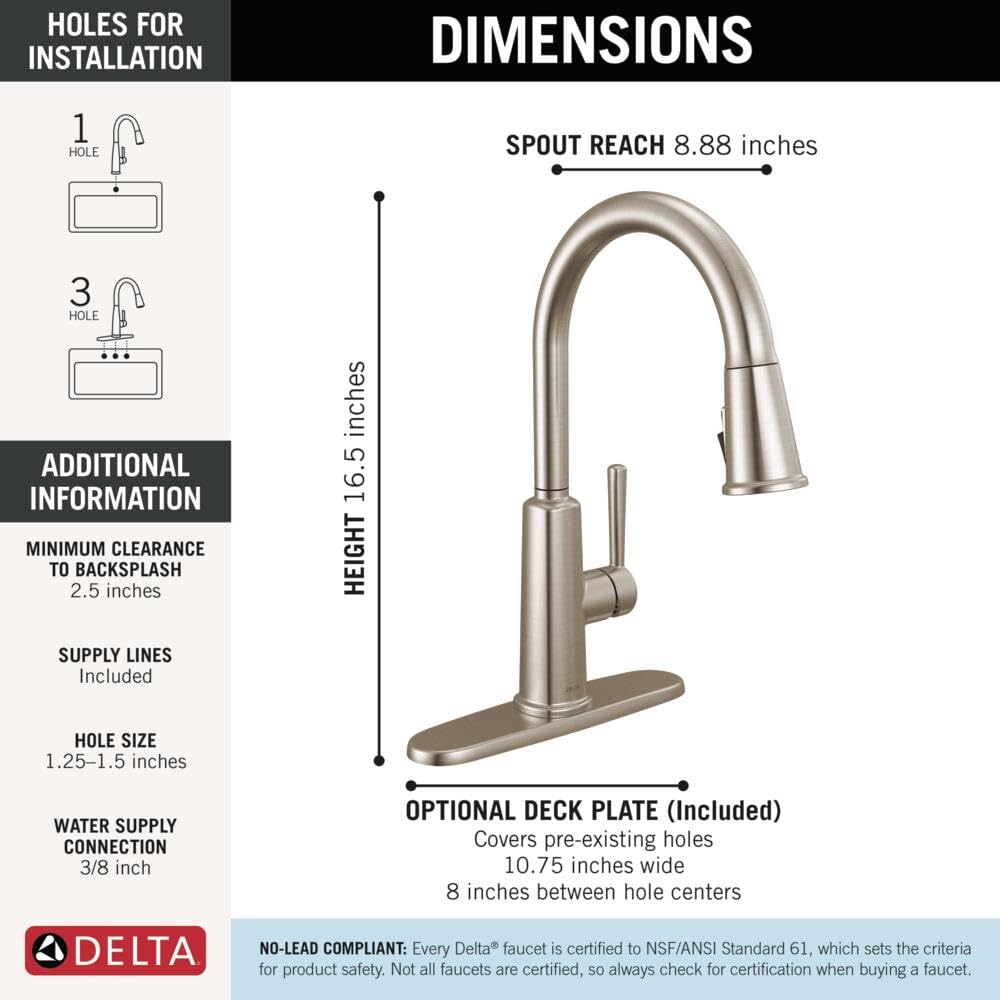 Delta Finnridge Brushed Gold Kitchen Faucet with Pull Down Sprayer, High Pressure ProClean Spray Modern Single Hole Kitchen Sink Faucet, Champagne Bronze 19730LF-CZ