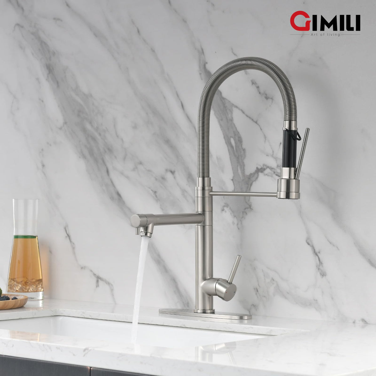 GIMILI Filter Kitchen Faucet Drinking Water Faucet 3 in 1 Brushed Nickel
