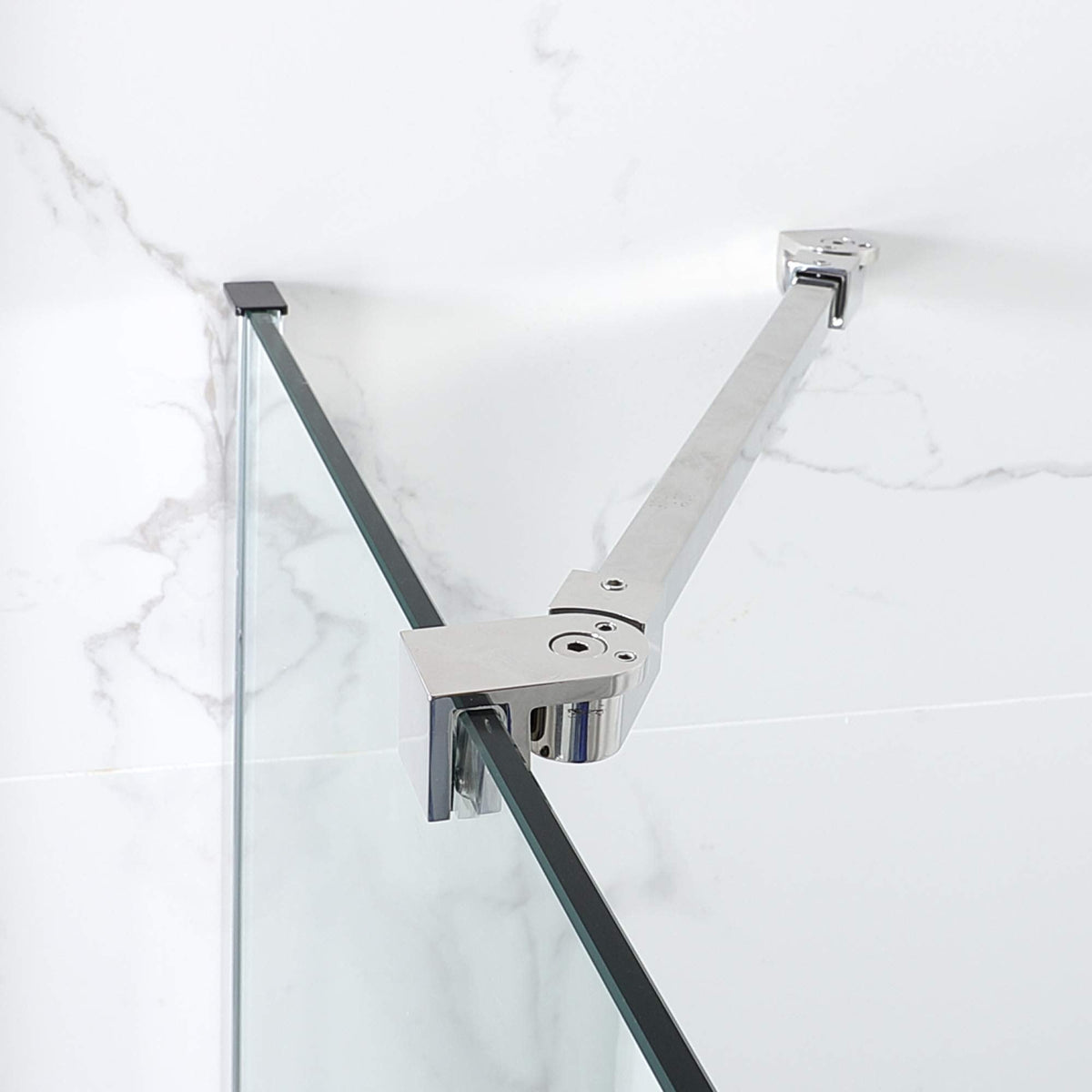 Woodbridge Frameless Hinged Bathtub Shower, 5/16" Tempered Panel, 48" W x 58" H Tub Glass Door in Matte Black Finish, Include Support Bar