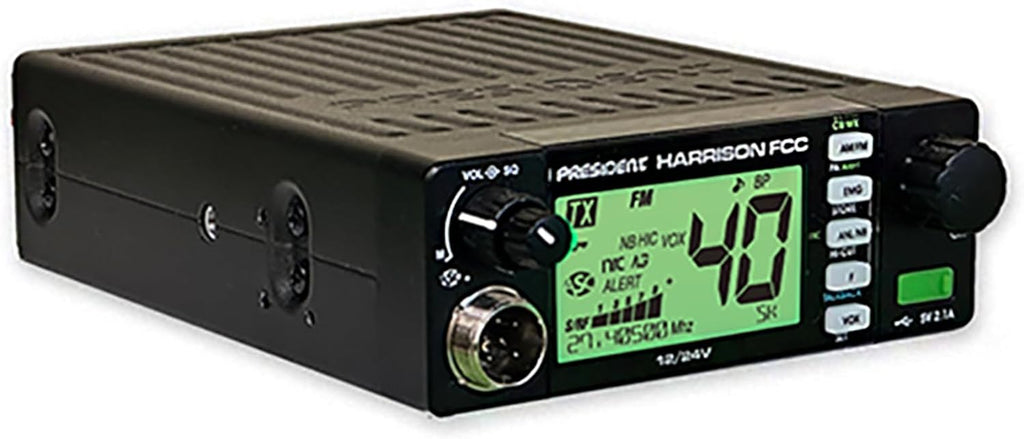 Harrison FCC AM/FM CB Radio with DIGIMIKE Microphone, CTCSS/DCS, Large 7 Color LCD Display, Weather Channel/Alert, ASC, VOX, Scan Skip, USB Port, NRC, Automatic SWR, PA, with Keychain
