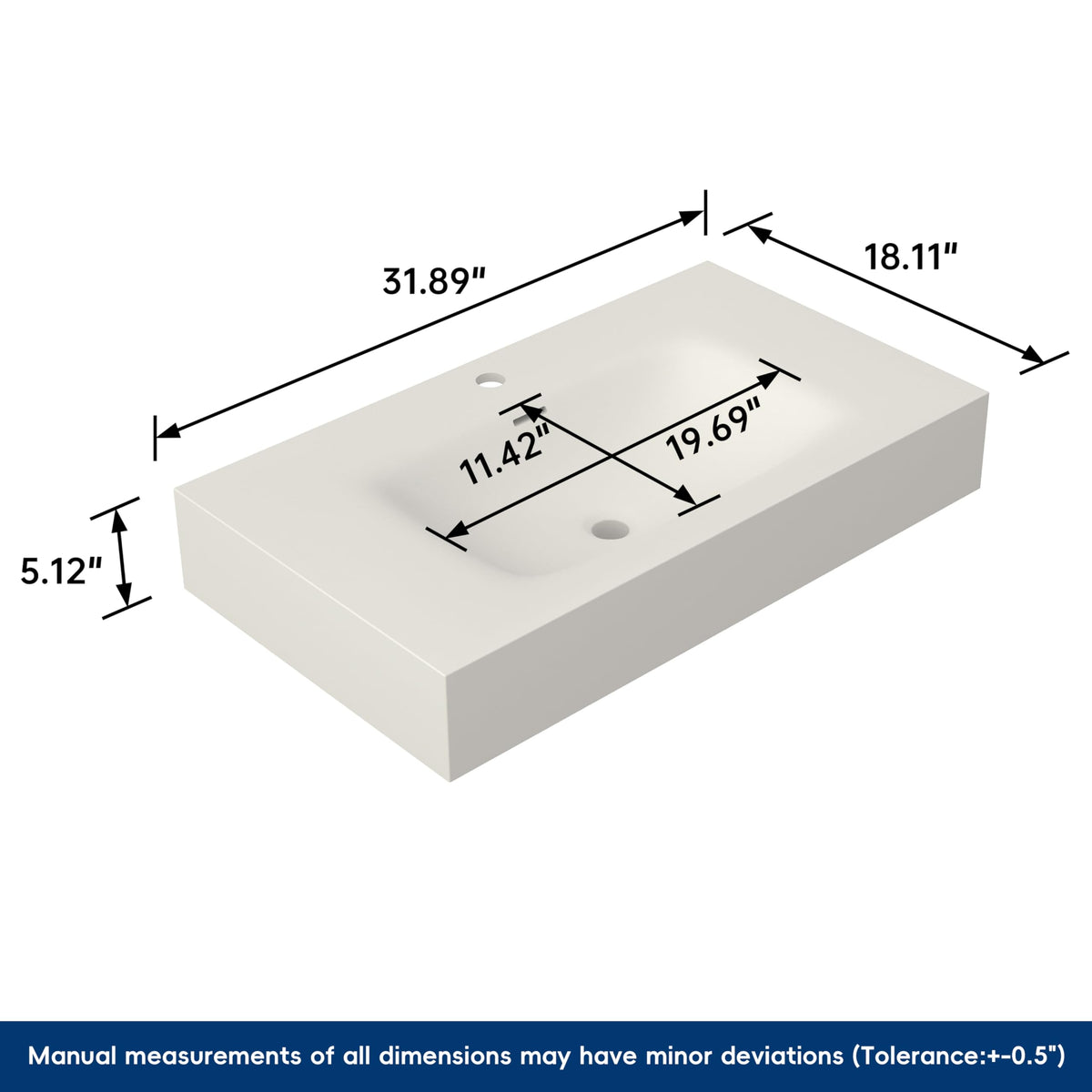 47" Wall Mount Sink, Artificial Stone Bathroom Sink, Single Hole