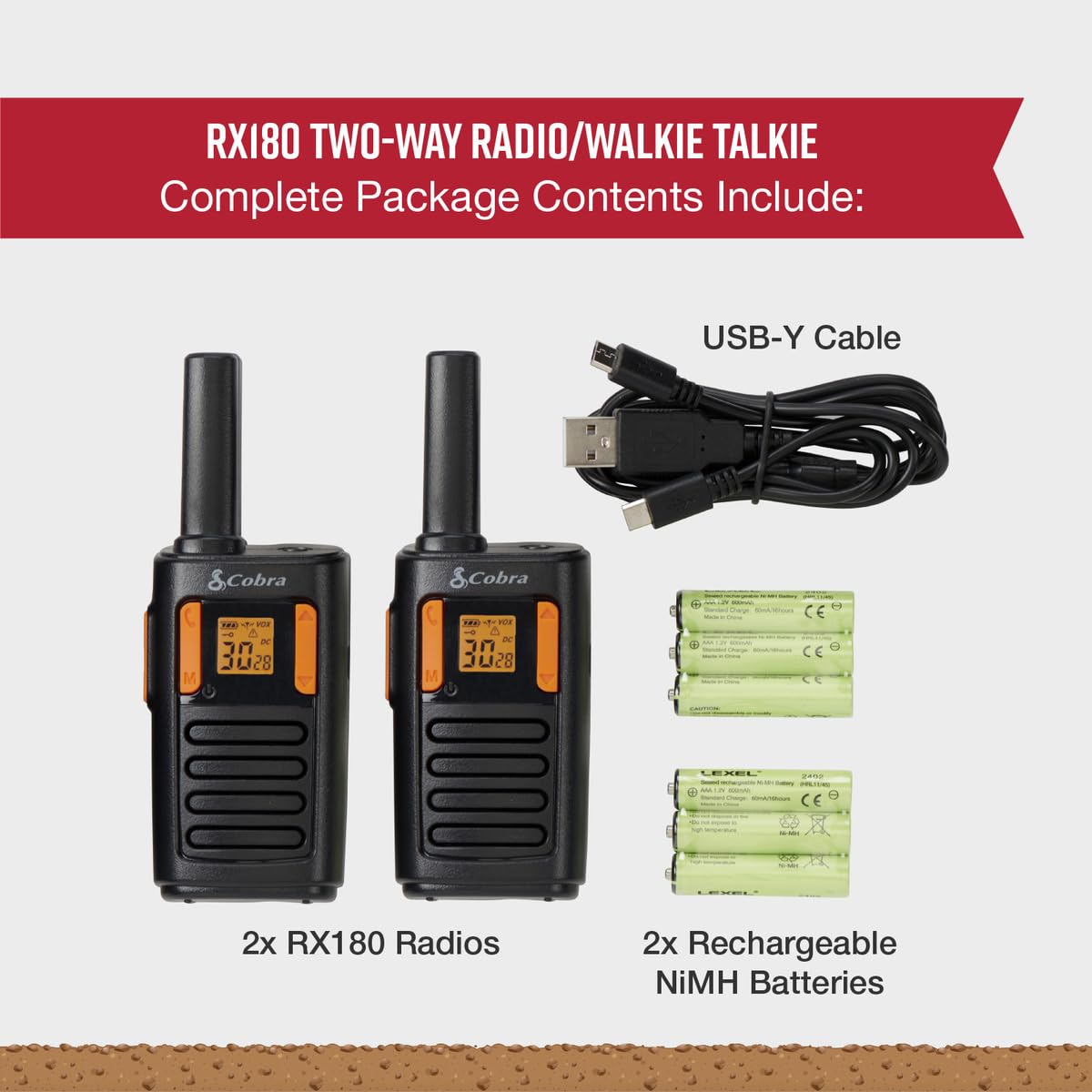Cobra RX680 Walkie Talkies (2-Pack), IP54 Water Resistant Design