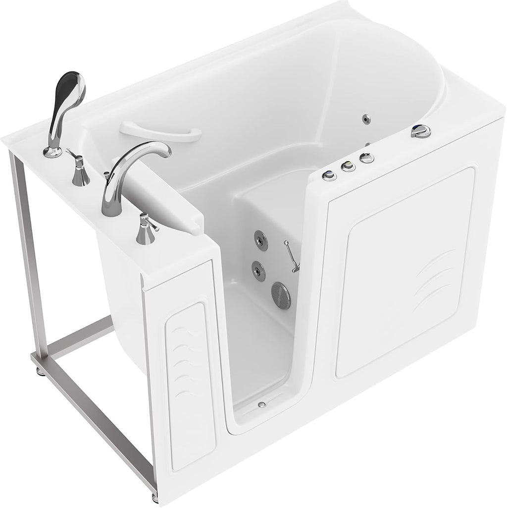 ANZZI Walk In Tub, 30 X 53 In, Left Drain, Air & Whirlpool Jets, 110v