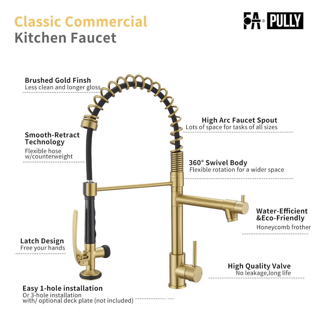 Fapully Black Kitchen Faucet,Commercial Pull Down Kitchen Sink Faucet