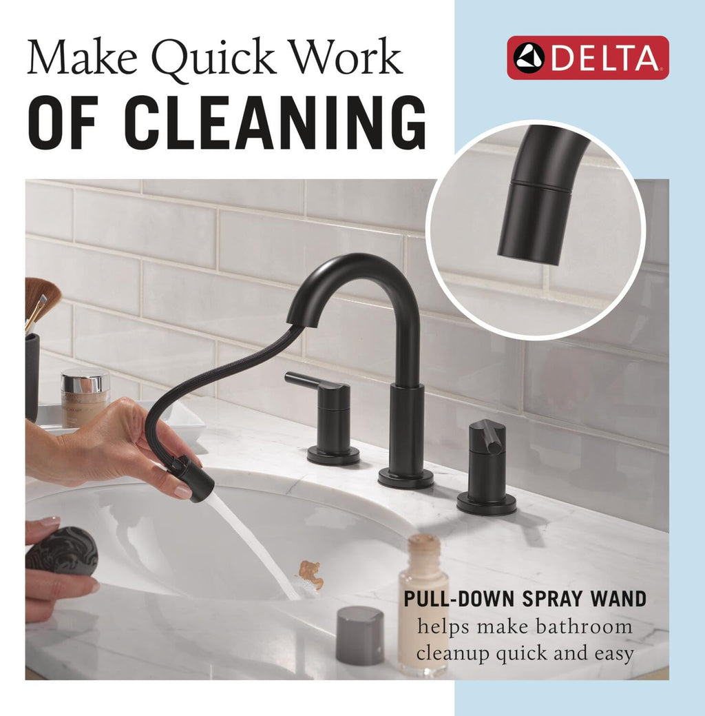 Delta Nicoli Brushed Gold Faucet 3 Hole, 8 Inch Widespread Bathroom Sink Faucet for Vanity, Push-Pop Drain Assembly, Champagne Bronze 35749LF-CZ
