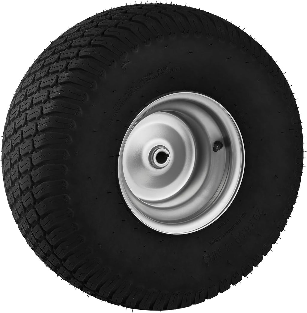VEVOR Lawn Mower Tires with Rim, 20x8-8" Tubeless Tractor Tires, 2-Pack Tire and Wheel Assembly, S-Turf Pneumatic Tires with 3.5" Offset Hub and 3/4" Bushing Size, for Riding Mowers Lawn Tractors