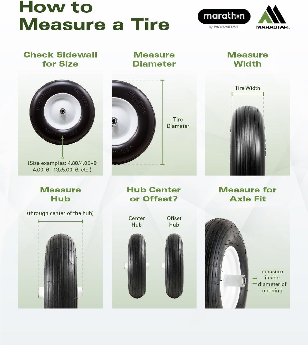 MARASTAR 31426-2PK 15x6.00-6 Tire and Wheel Assembly, Flat-Free Flex Tire, Replacement Riding Lawn Mower Front Tires, 2 pack