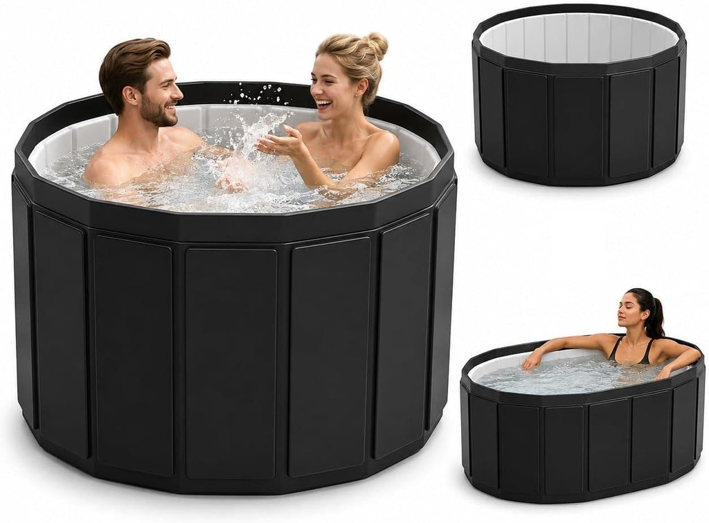 Portable Bathtub for Adult, Foldable Soaking Bathtub for Hot SPA&Ice Bath, Foldable Small Bathtub collapsible bathtub for Bathing, 6-layer Insulated portable tub,Space-Saving (black 41.3X26.6 IN)
