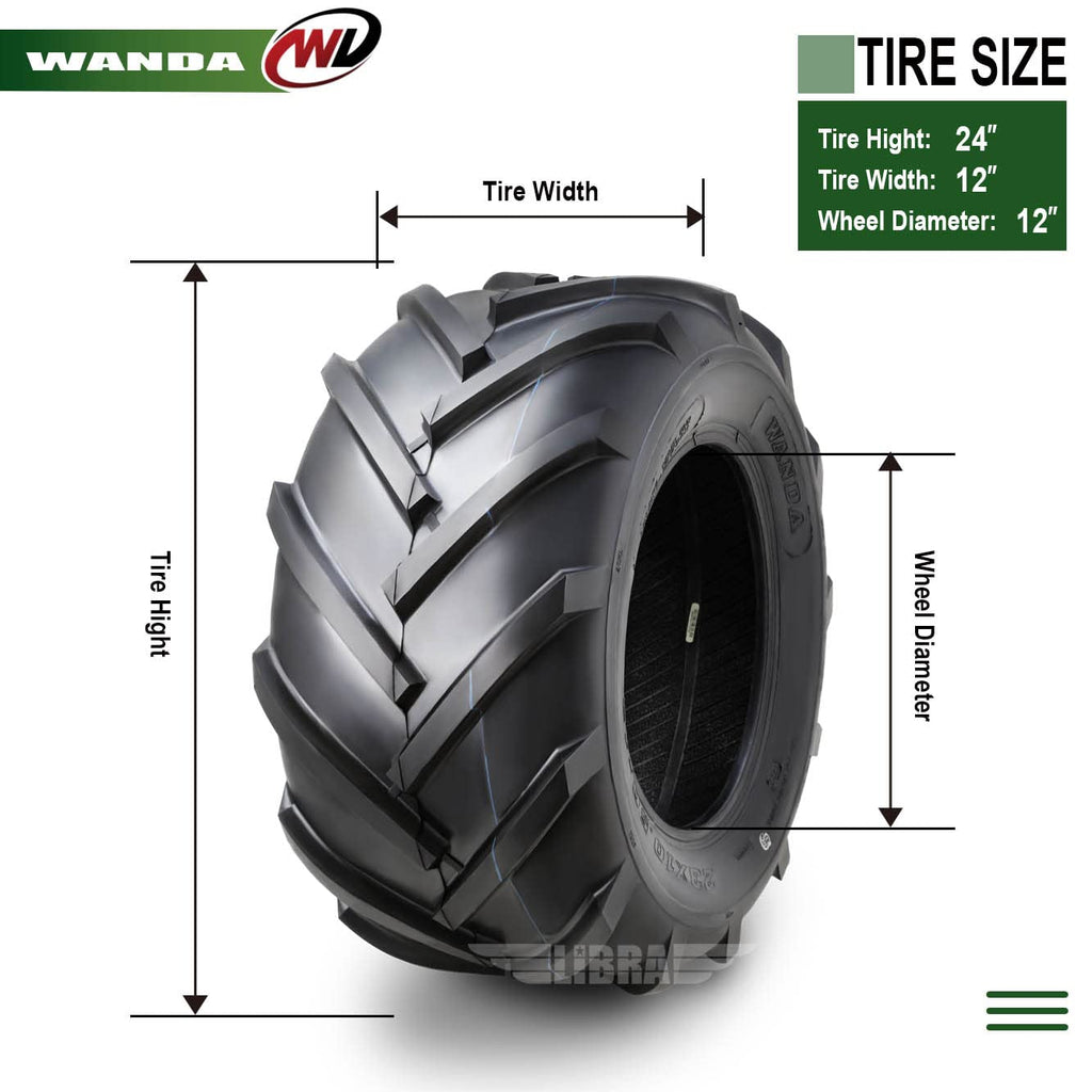 WANDA 4PC 15X6-6 & 20X10-8 Lawn Mower Tractor Tires Super Lug -13078/13071