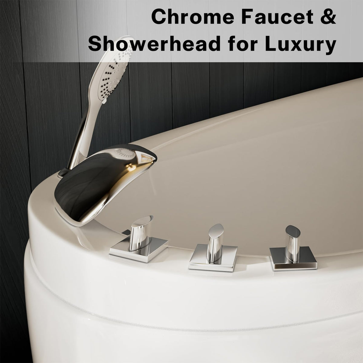 Empava 59 Inch Freestanding Bathtub - Modern Stand Alone Soaking Tubs