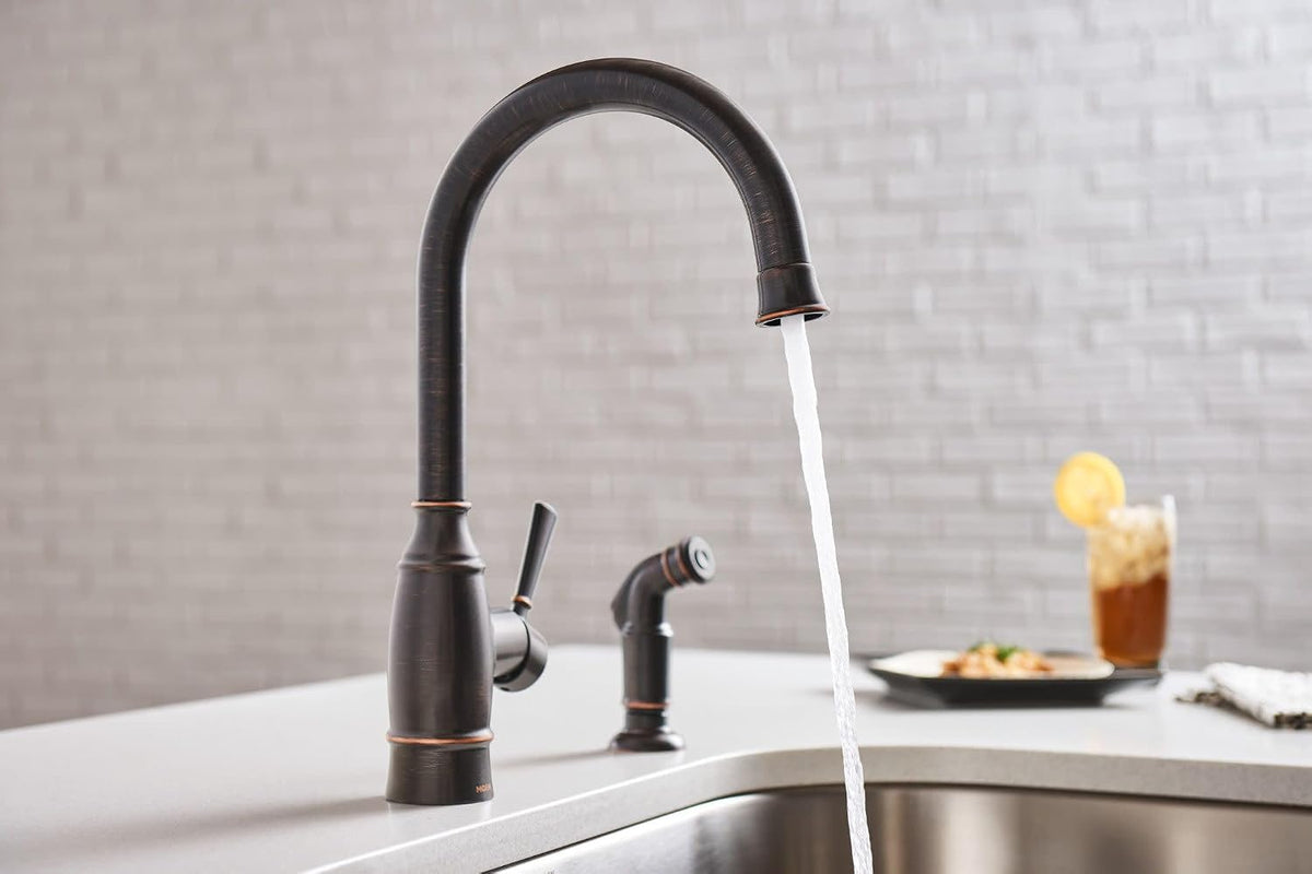 Moen Noell 1-Handle Kitchen Faucet with Side Sprayer, 87506BRB