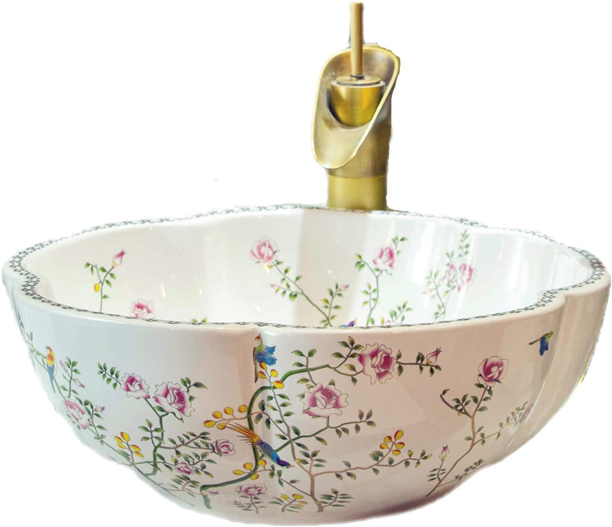 White Ceramic Bathroom Vessel Sink Artistic 1 Sink Only