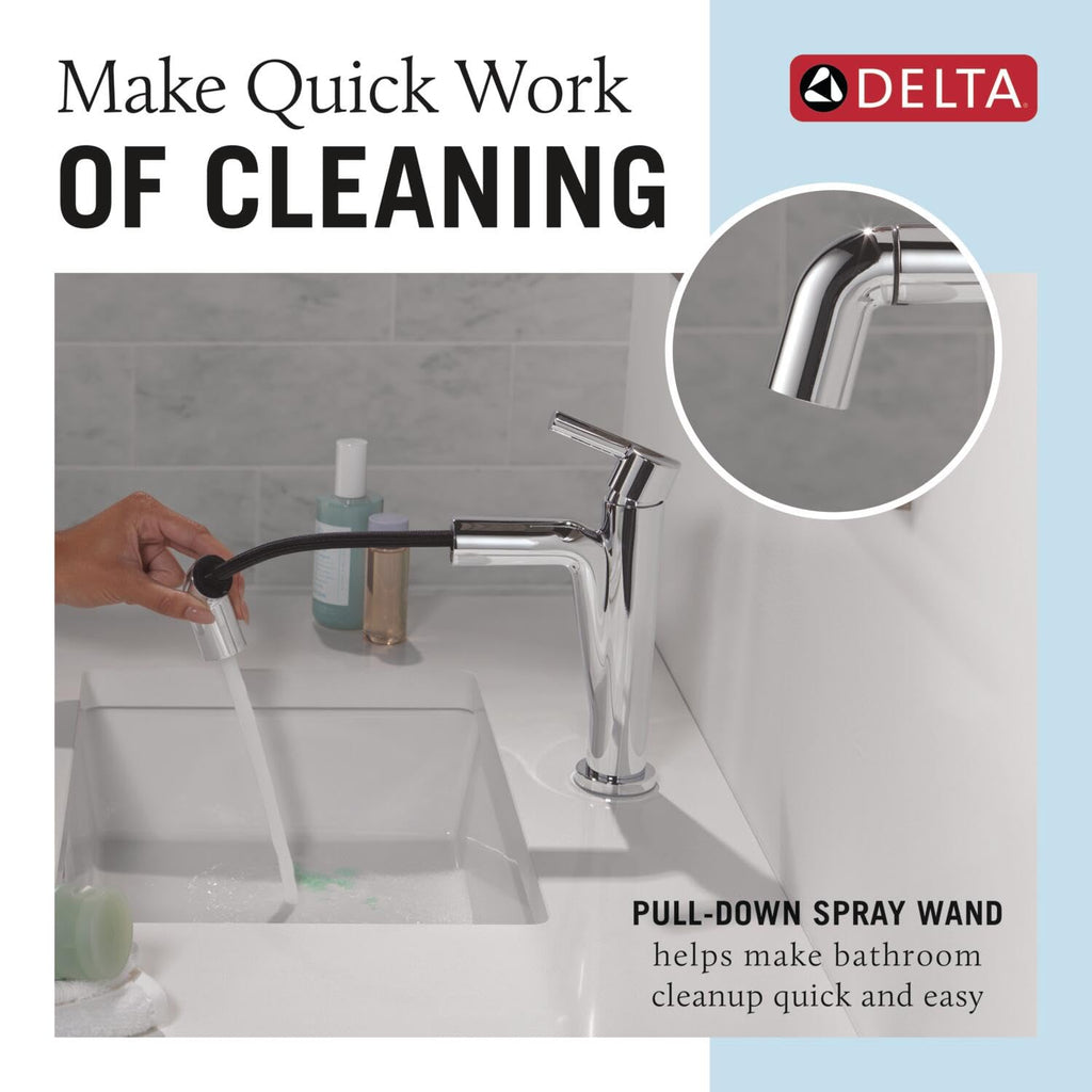 Delta Nicoli Brushed Gold Bathroom Faucet 1 Hole, Single Hole Bathroom Sink Faucet for Vanity, Push-Pop Drain Assembly, Champagne Bronze 15849LF-CZ