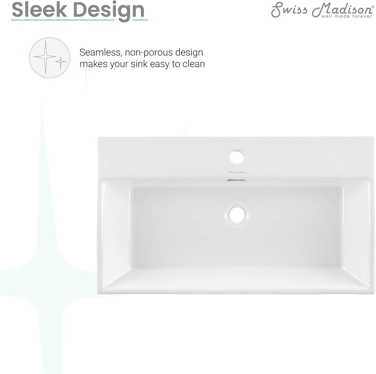 Claire 30" Rectangle Wall Mount Bathroom Sink in Glossy White