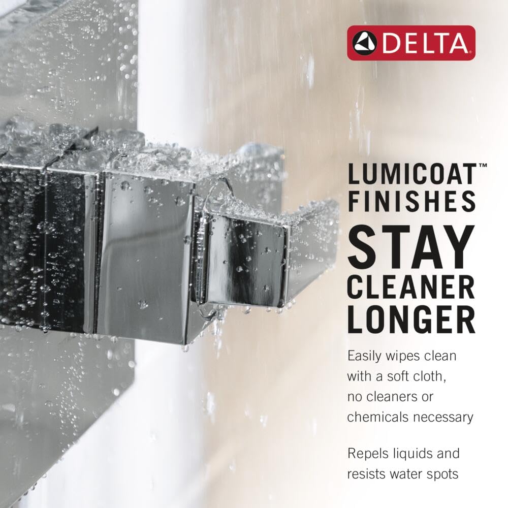 Delta Faucet Tetra Floor-Mount Freestanding Tub Filler with Hand Held Shower, Brushed Nickel Tub Faucet, Lumicoat Chrome T4788-PR-LHP-FL (Valve and Handle Not Included)